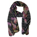 PIECES Damen Tuch Joa, Long Scarf, gebl&uuml;mt, schwarz/rosa, one size