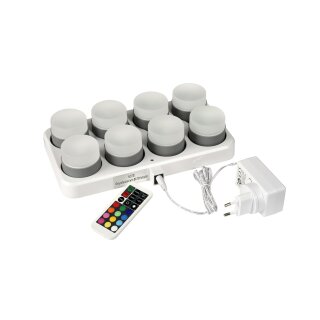 Duni LED Multicolor Mini Lampe, wiederaufladbar, 8er Set 48 x &Oslash; 50 mm 13 Std. Wei&szlig;/Grau