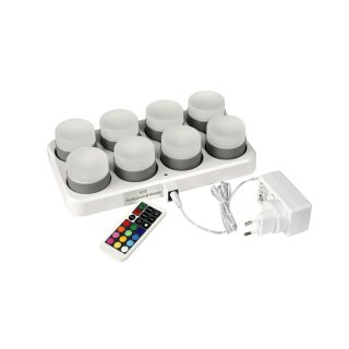 Duni LED Multicolor Mini Lampe, wiederaufladbar, 8er Set 48 x &Oslash; 50 mm 13 Std. Wei&szlig;