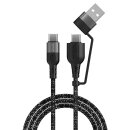 4smarts USB-C &amp; -A/USB-C Kabel ComboCord CA 1,5m textil