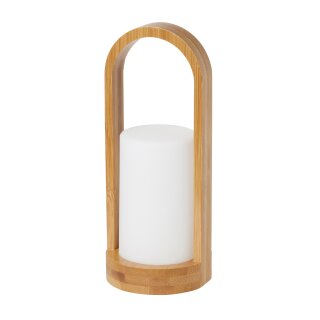 Duni LED Kerzenhalter Easy Bambus Leuchte 240 x &Oslash; 100 mm Wei&szlig;