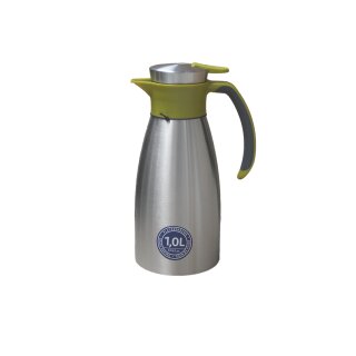 Emsa Soft Grip Isolierkanne, 1 Liter, Edelstahl, 12 Stunden hei&szlig; + 24 Stunden kalt, Auslaufsicher, Rutschfester Griff, Farbe Gr&uuml;n