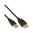 InLine&reg; USB 2.0 Verl&auml;ngerung, Stecker / Buchse, Typ A, schwarz, Kontakte gold, 2m