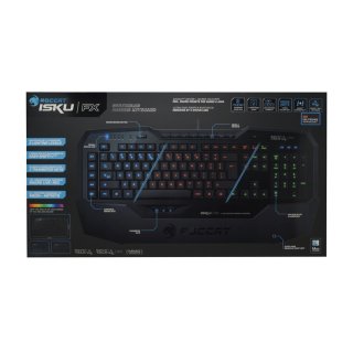 ROCCAT Isku FX Multicolor Gaming Tastatur (DE-Layout, Multicolor Tastenbeleuchtung, 36 Makrotasten inkl. 3 Thumbster-Tasten) in schwarz