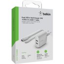 Belkin Dual USB-A Ladeger&auml;t incl. USB-C Kabel 1m,...