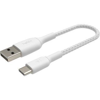Belkin USB-C/USB-A Kabel ummantelt, 15cm, wei&szlig;