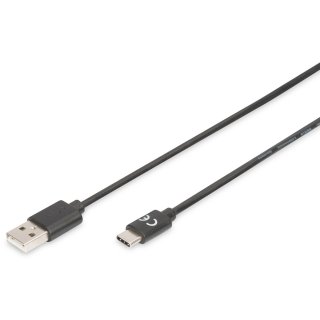 DIGITUS USB Type-C auf A 2.0 Anschlusskabel St/St 1.8m schwarz