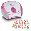 LENCO Boombox f. Kinder mit CD player, FM radio und Stickern